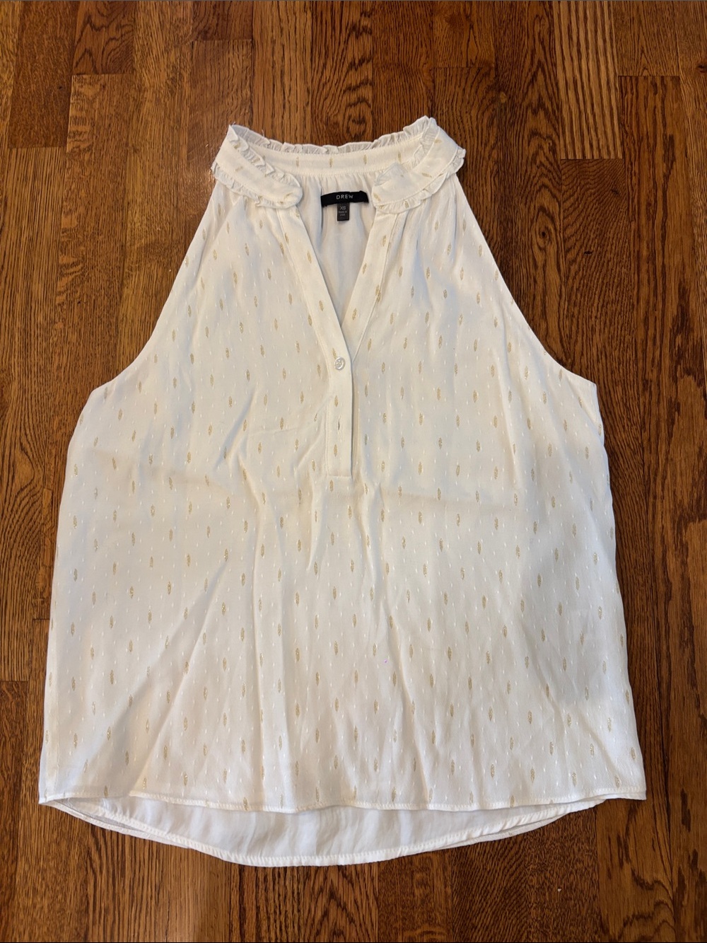 DREW Women’s White Halter Camisole with Gold Dot Detail Size XS